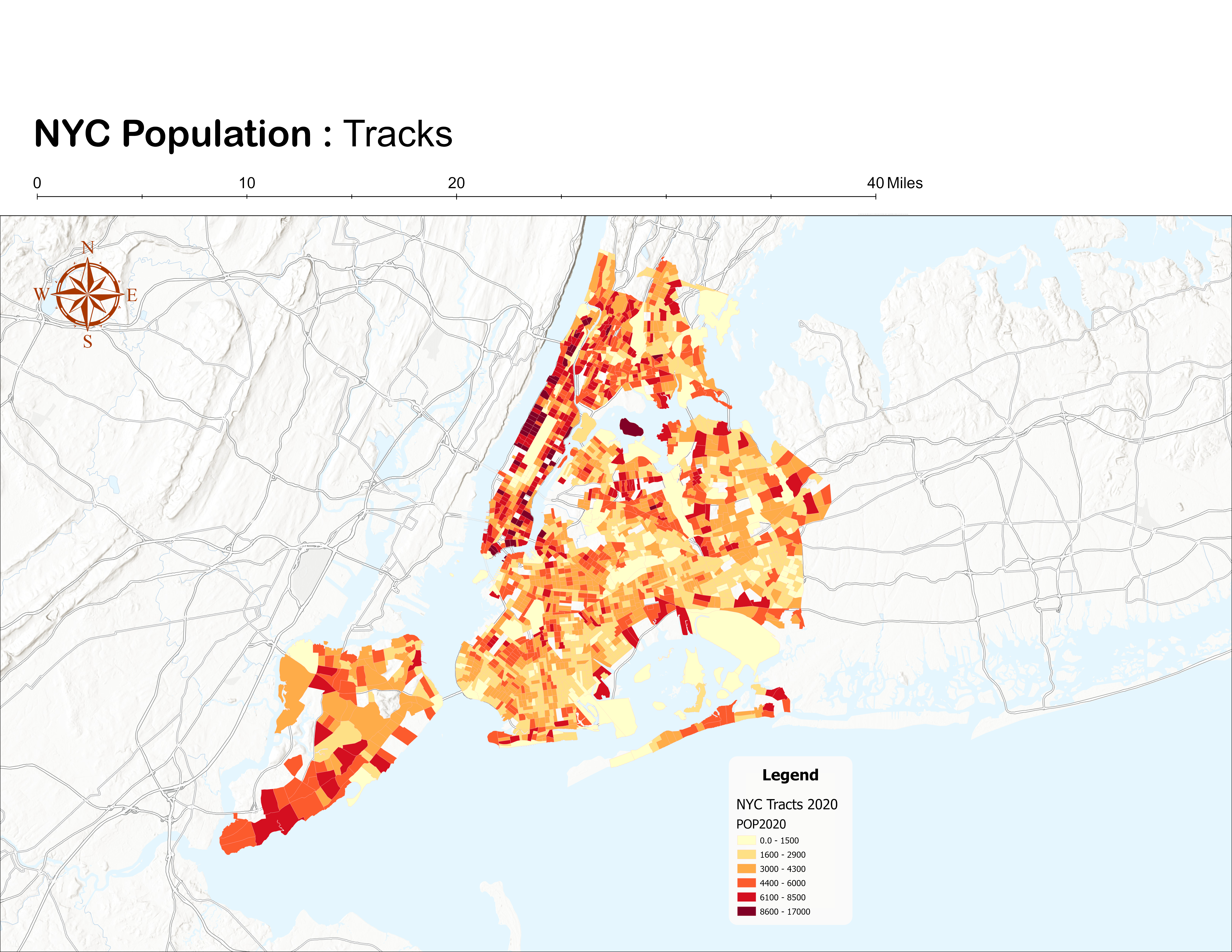 NYC population density by 2020 census tracts